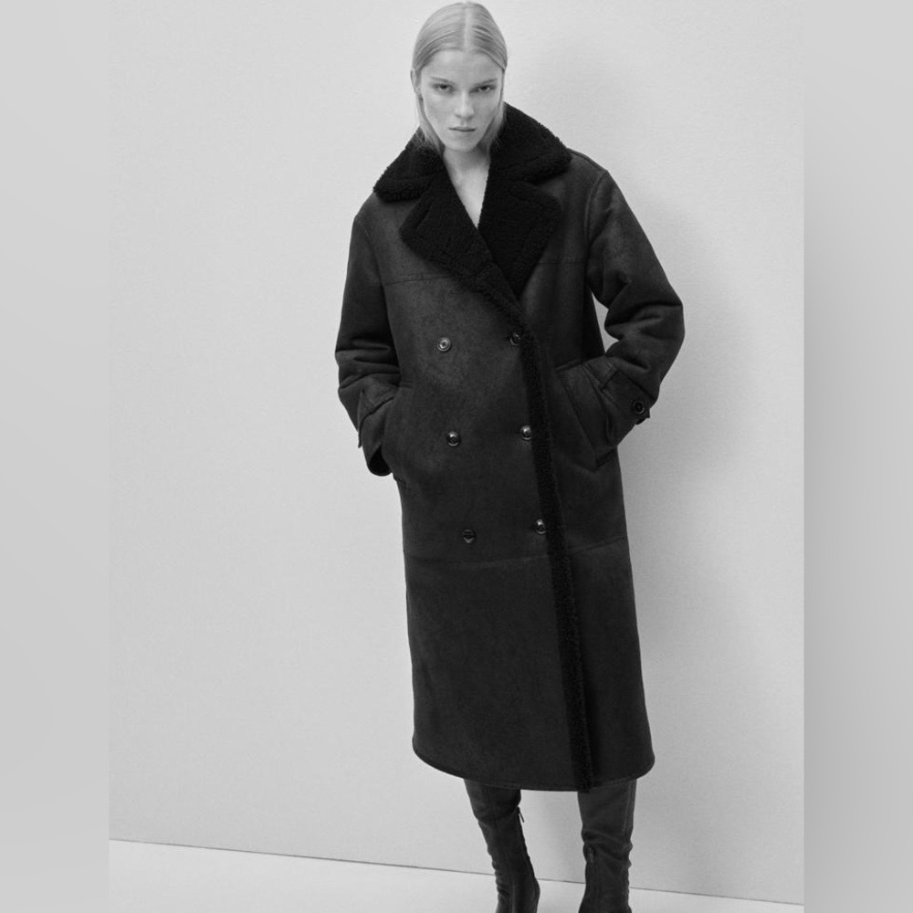 MANGO SHEARLING-LINED FUR-EFFECT COAT